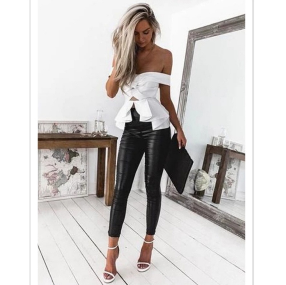 High Waisted Faux Leather Skinny Leggings